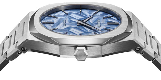 Milano UTBJ35 Men’s Watch – Ultra Thin, Stainless Steel, Blue Textured Dial