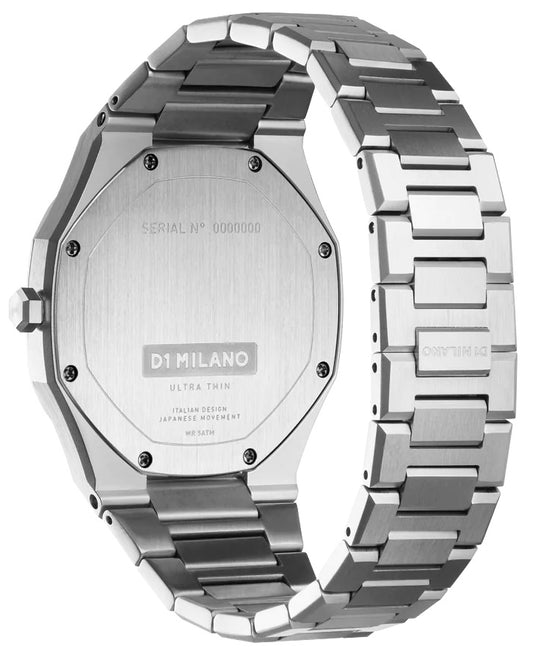 D1 Milano UTBJ32 Men’s Watch – Ultra Thin, Stainless Steel, Textured Black Dial