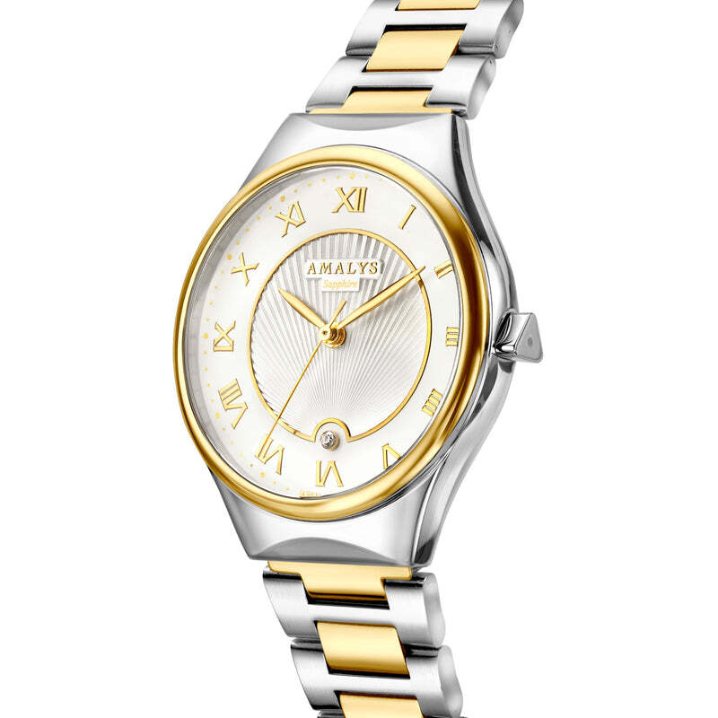 Amalys AMW-159 Women’s Watch – Two-Tone Stainless Steel, Roman Numerals, Sapphire Glass