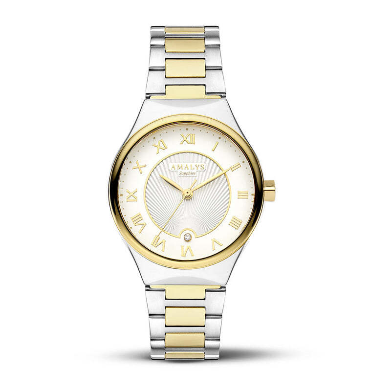 Amalys AMW-159 Women’s Watch – Two-Tone Stainless Steel, Roman Numerals, Sapphire Glass