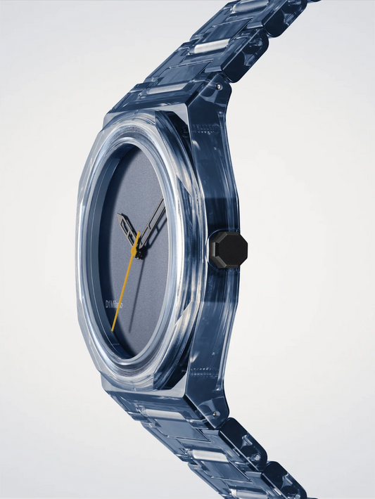 D1 Milano NYBJ05 Exp-Cobalt – Nylon 39 mm Transparent Blue Watch