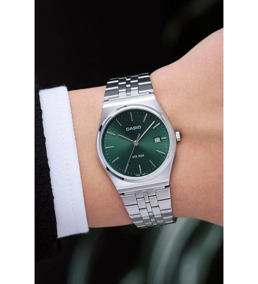 Casio MTP-B145D-3AVDF Men’s Watch – Green Dial, Stainless Steel