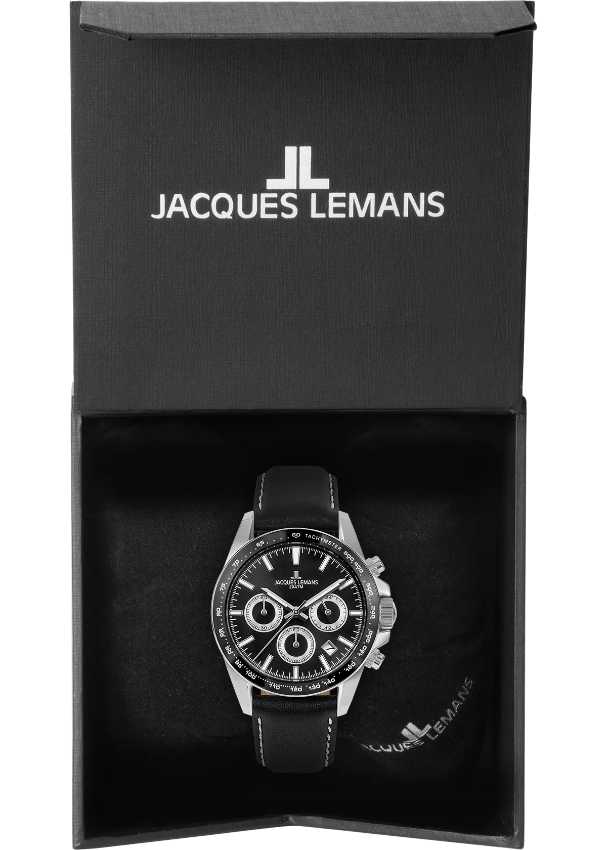 Jacques Lemans 1-1877A Men’s Chronograph – Stainless Steel, Black Dial, Sporty Elegance