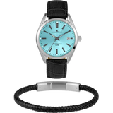 Jacques Lemans 1-2143E Men’s Watch – Turquoise Dial, Leather Strap, Modern Classic