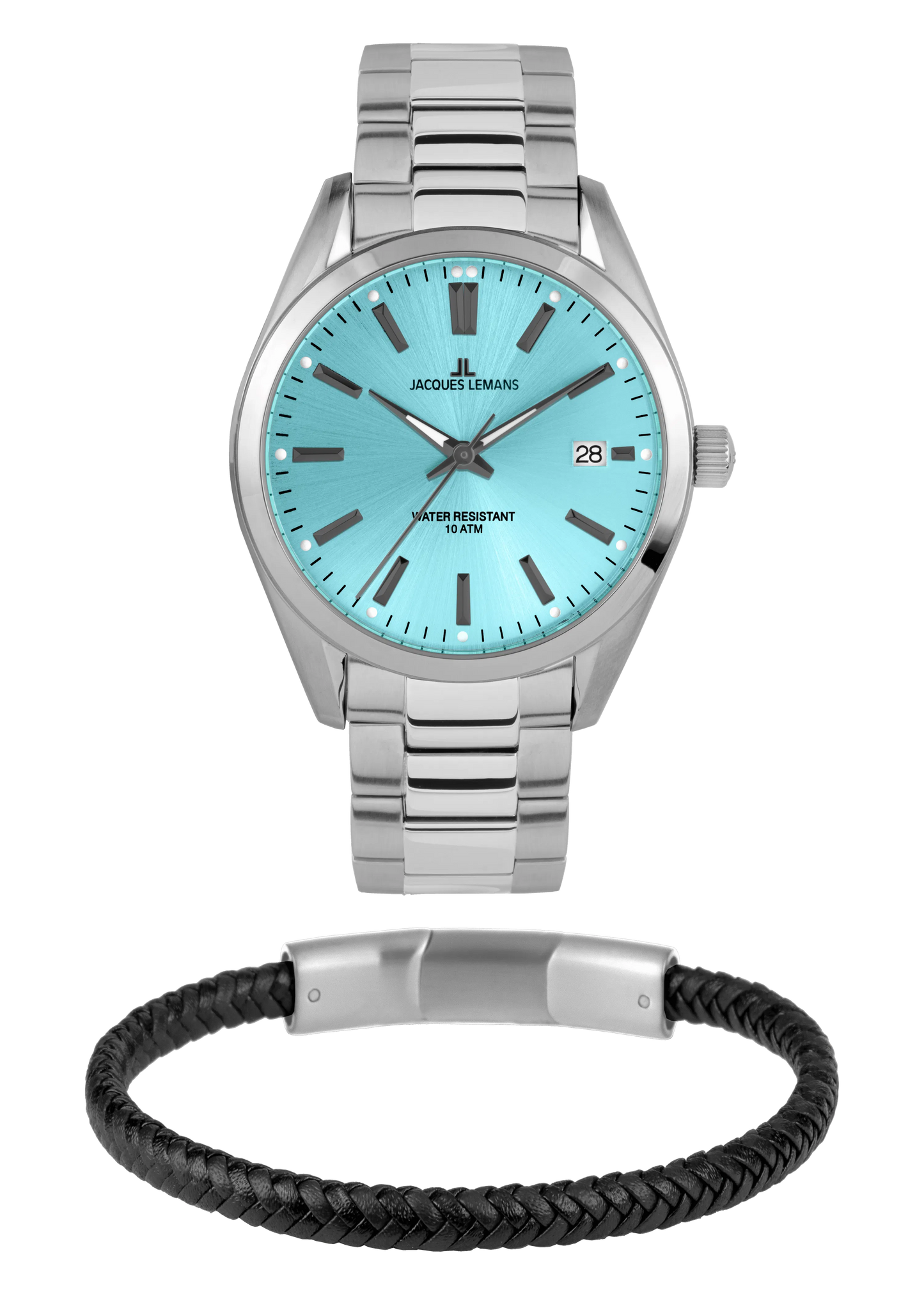 Jacques Lemans 1-2143G Men’s Watch – Stainless Steel, Turquoise Dial, Modern Design