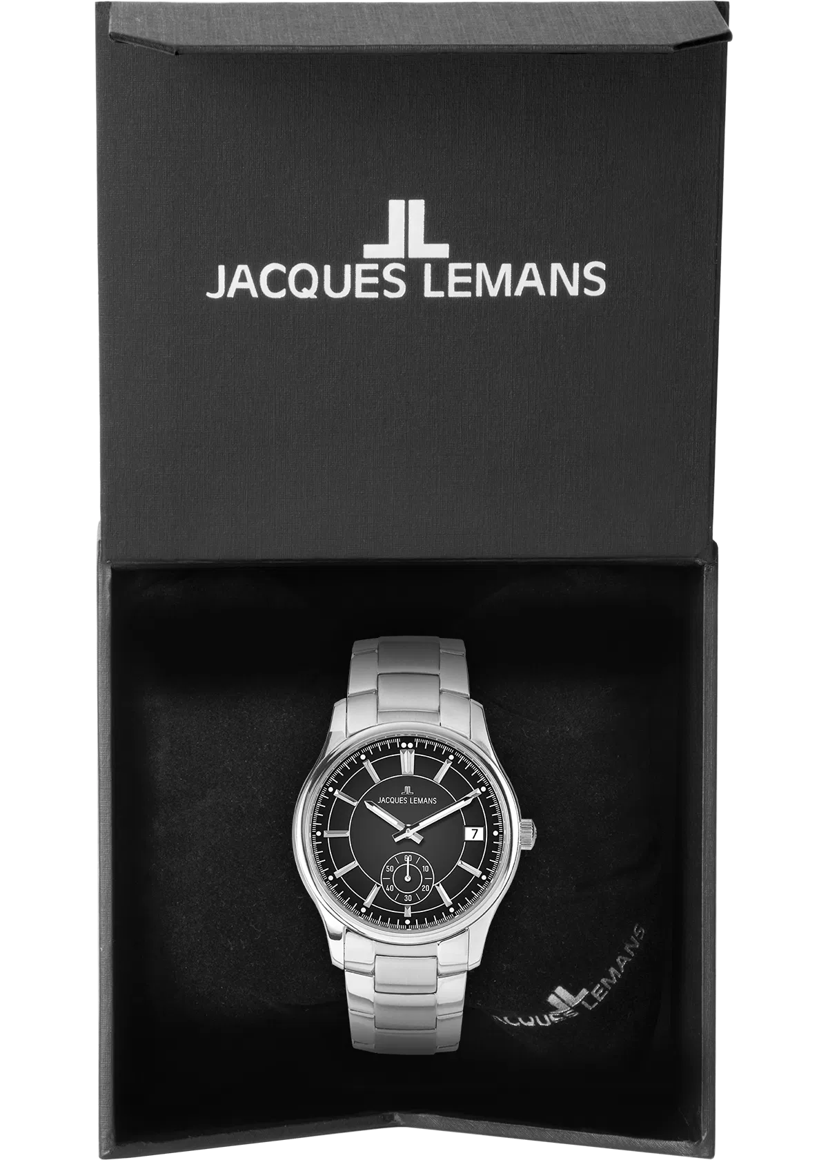 Jacques Lemans 1-2197F Men’s Watch – Stainless Steel, Black Dial, Elegant Design