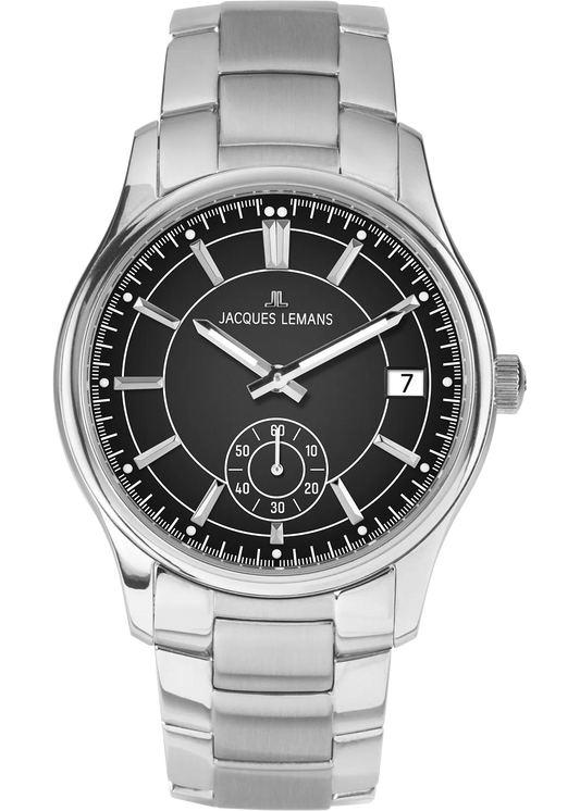Jacques Lemans 1-2197F Men’s Watch – Stainless Steel, Black Dial, Elegant Design
