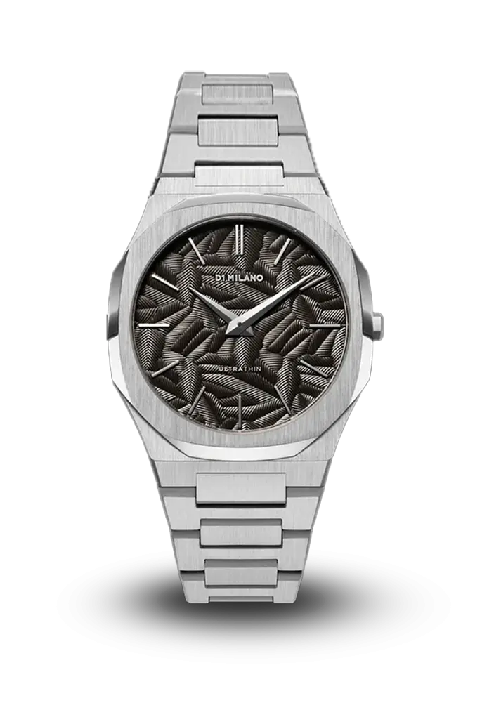 D1 Milano UTBJ32 Men’s Watch – Ultra Thin, Stainless Steel, Textured Black Dial