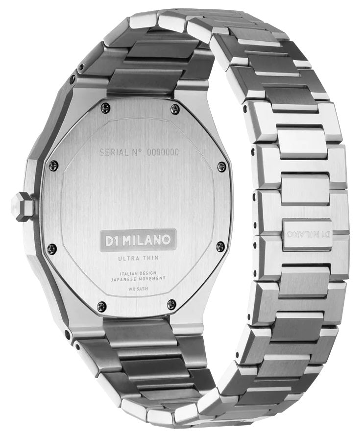 Milano UTBJ35 Men’s Watch – Ultra Thin, Stainless Steel, Blue Textured Dial