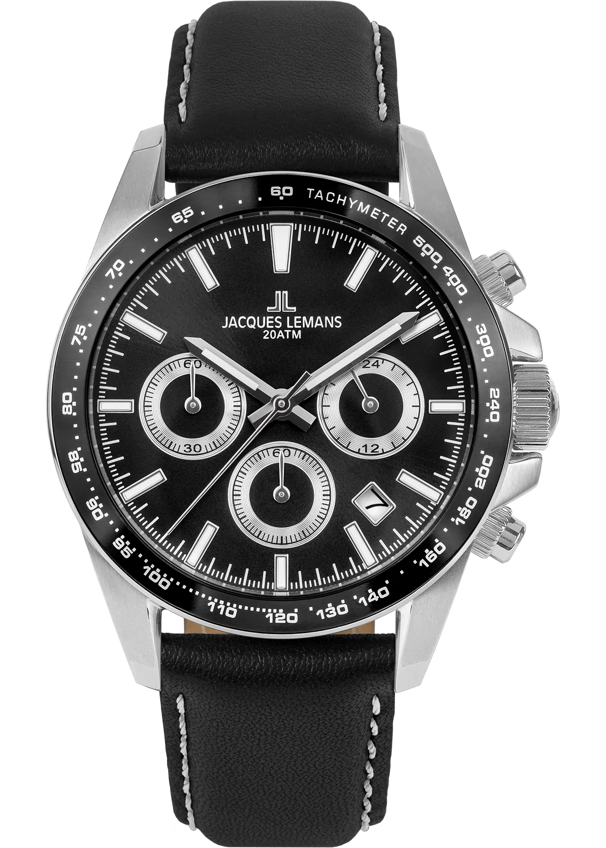 Jacques Lemans 1-1877A Men’s Chronograph – Stainless Steel, Black Dial, Sporty Elegance