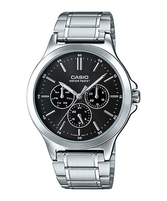 Casio MTP-V300D-1AUDF Men’s Watch – Black Dial, Multifunction Stainless Steel
