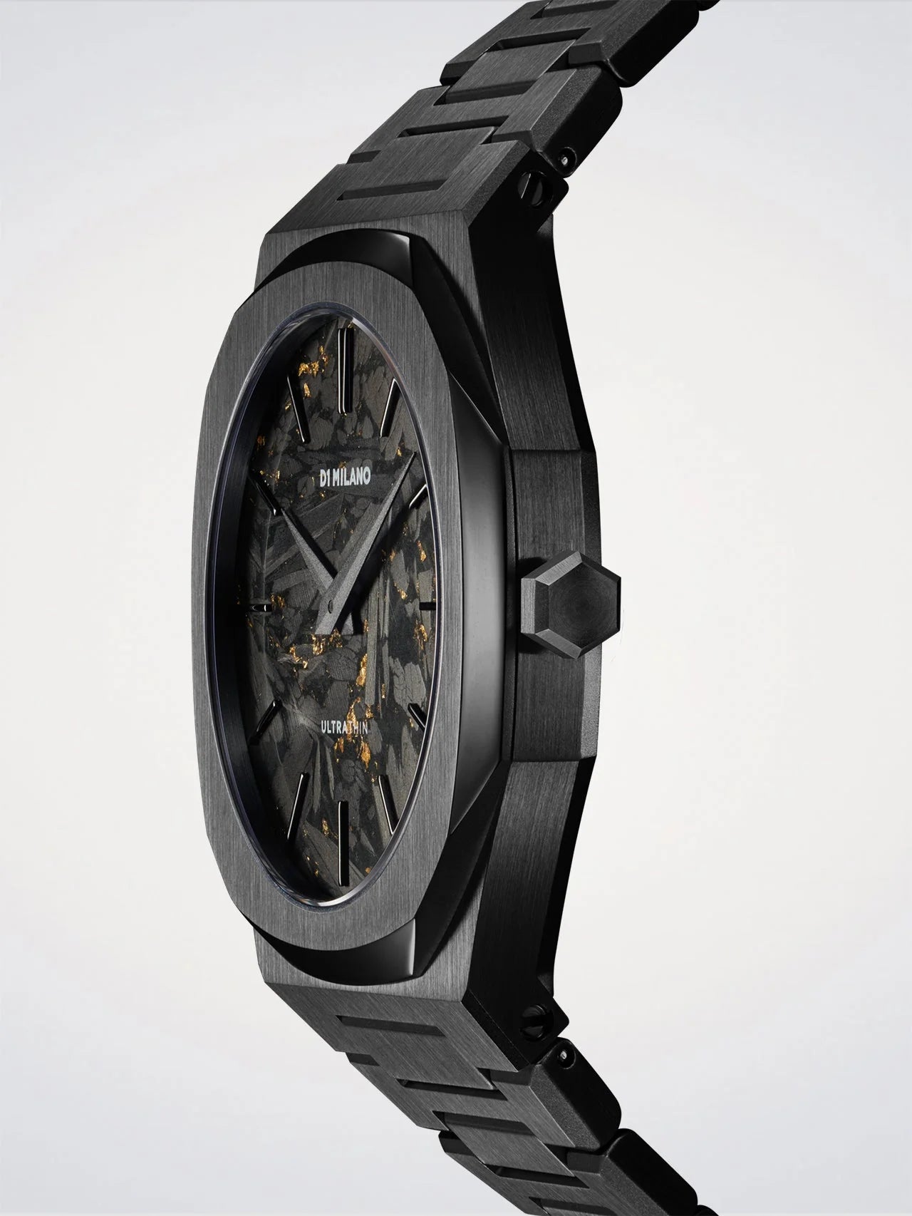 D1 Milano UTBJ31 Men’s Watch – Ultra Thin, Black Stainless Steel, Marble Effect Dial