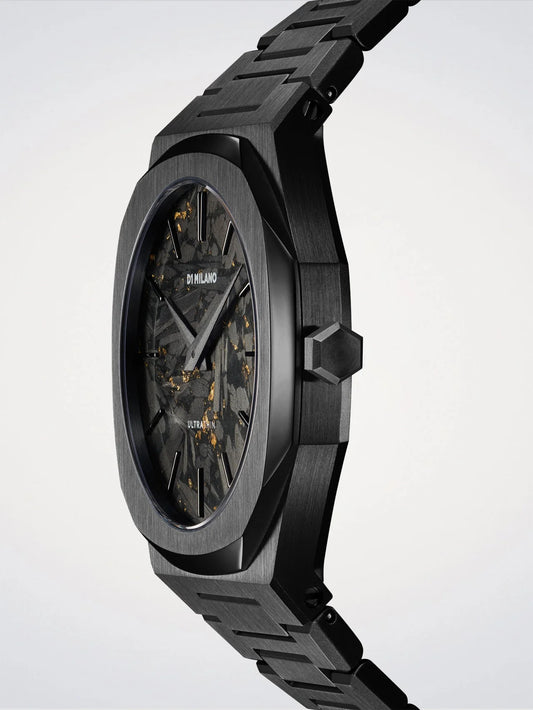 D1 Milano UTBJ31 Men’s Watch – Ultra Thin, Black Stainless Steel, Marble Effect Dial