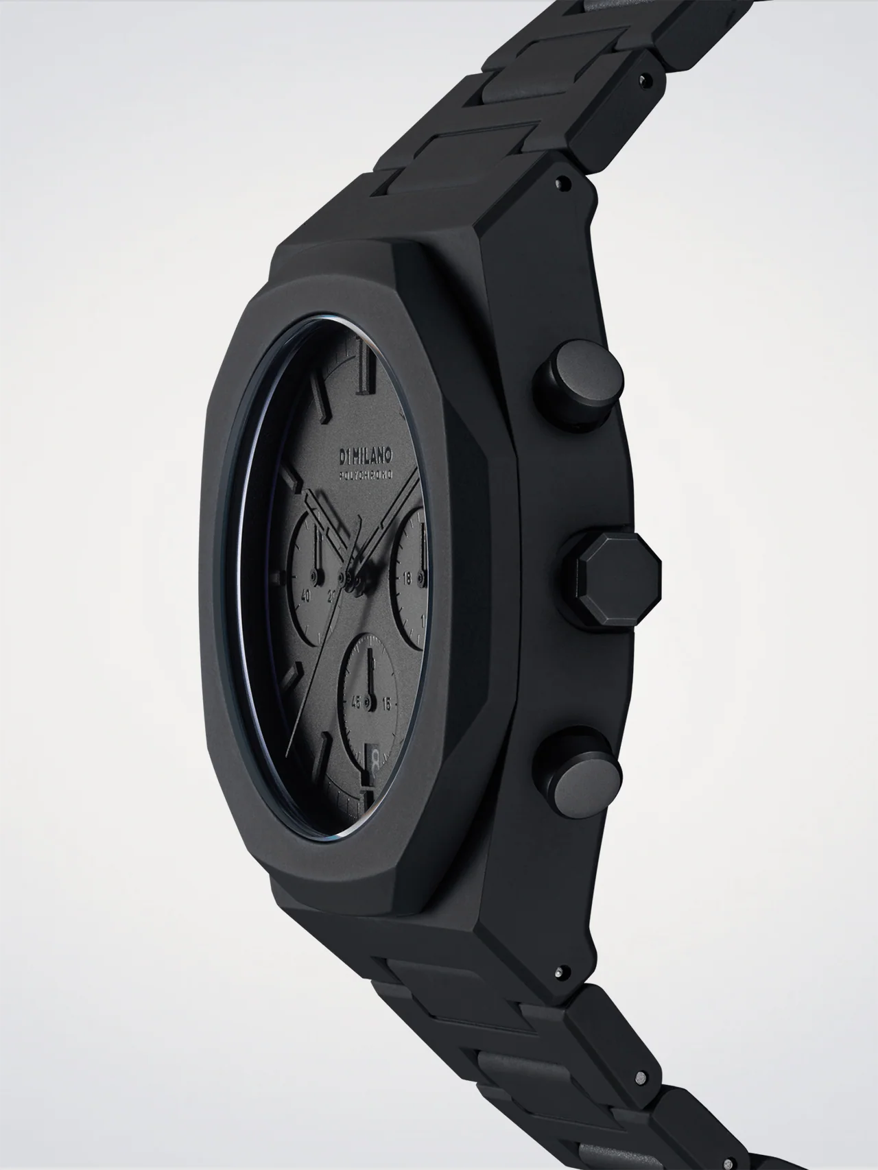 D1 Milano PHBJSH Polychrono Shadow – 40.5 mm Polycarbonate Chronograph (All-Black)