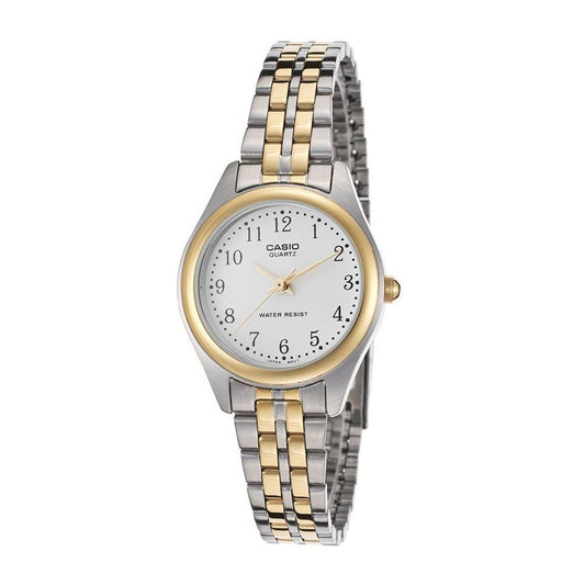 Casio LTP-1129G-7BRDF Women’s Watch – Two-Tone Stainless Steel, White Dial