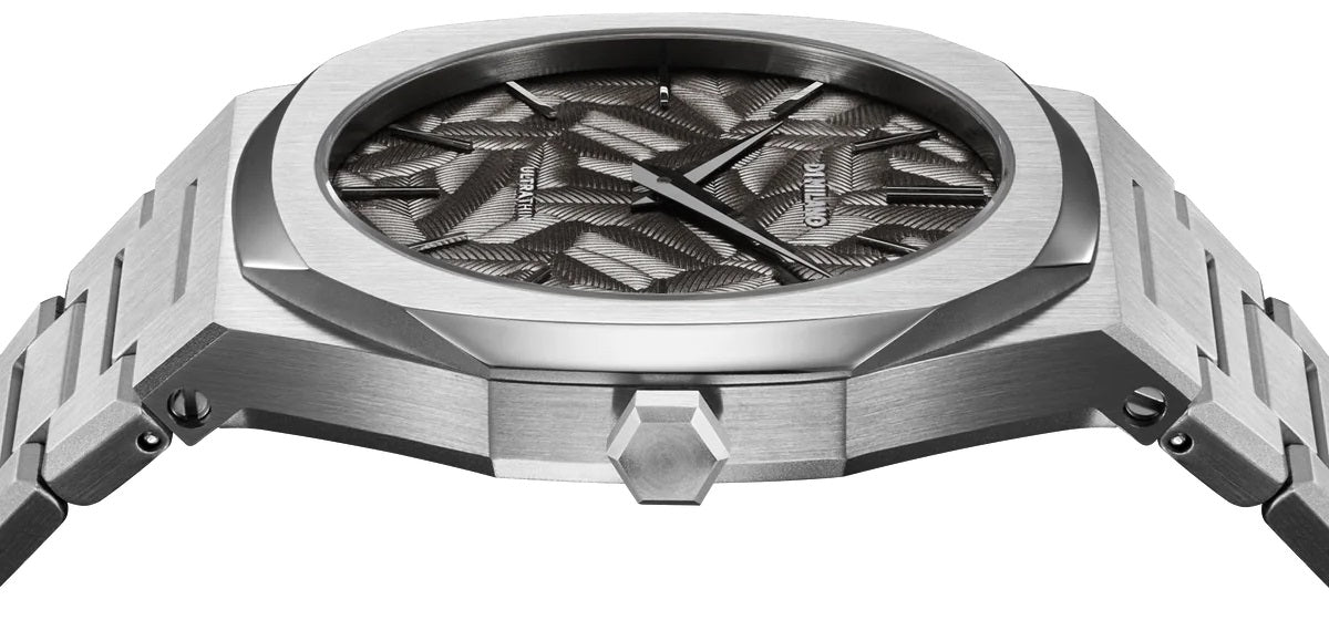 D1 Milano UTBJ32 Men’s Watch – Ultra Thin, Stainless Steel, Textured Black Dial