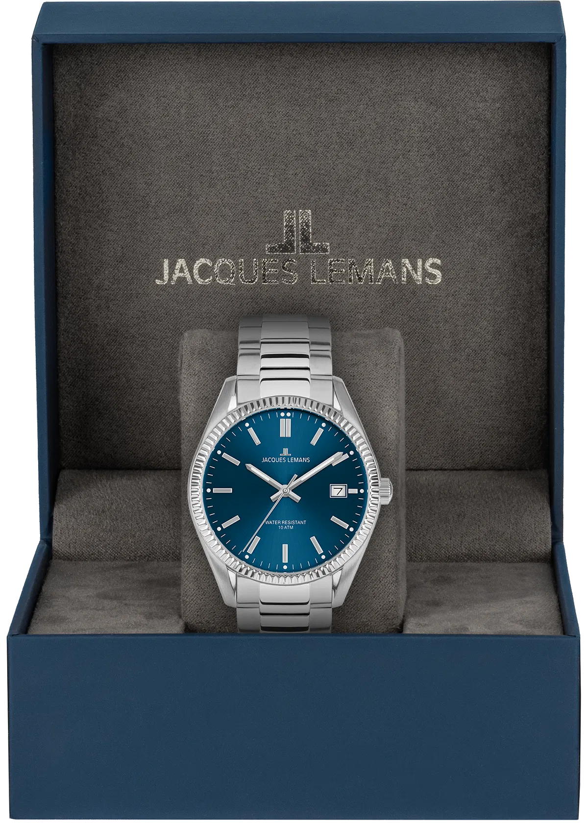 Jacques Lemans 50-3C Men’s Watch – Stainless Steel, Blue Dial, Classic Design