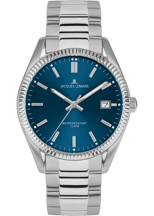 Jacques Lemans 50-3C Men’s Watch – Stainless Steel, Blue Dial, Classic Design