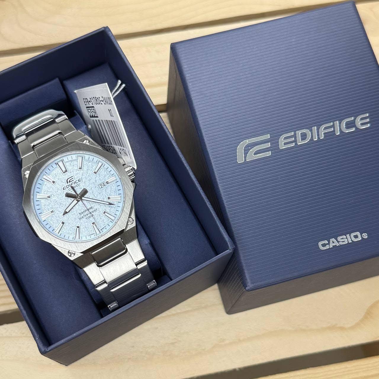 Casio Edifice EFR-S108DE-2AVUDF Men’s Watch – Slim Stainless Steel, Sapphire Crystal, Blue Dial