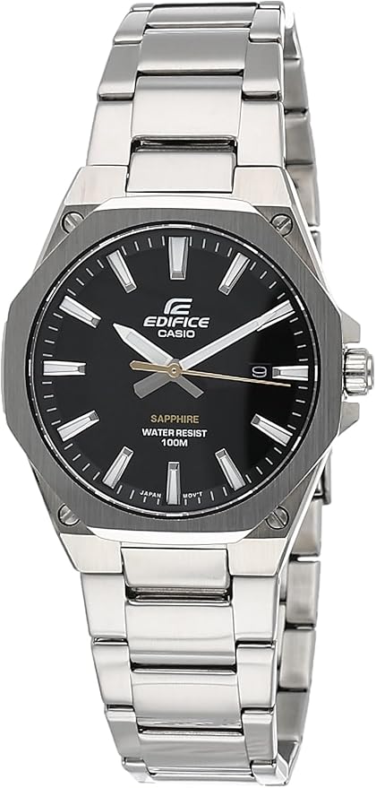 Casio Edifice EFR-S108D-1AVUDF Men’s Watch – Sapphire Crystal, Slim Stainless Steel, Black Dial