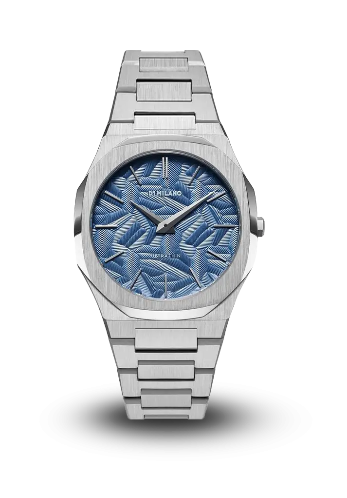 Milano UTBJ35 Men’s Watch – Ultra Thin, Stainless Steel, Blue Textured Dial