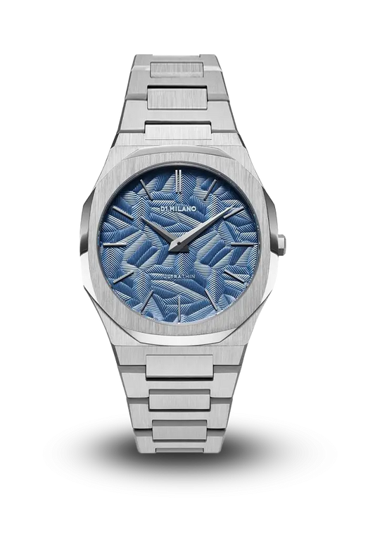 Milano UTBJ35 Men’s Watch – Ultra Thin, Stainless Steel, Blue Textured Dial