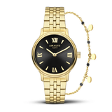 Amalys AMW-198 Women’s Watch – Gold Stainless Steel, Black Dial, Sapphire Glass
