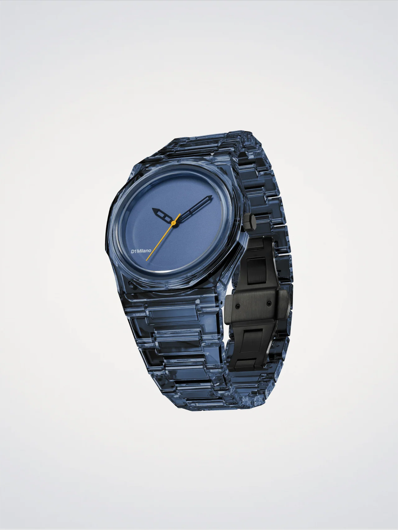 D1 Milano NYBJ05 Exp-Cobalt – Nylon 39 mm Transparent Blue Watch