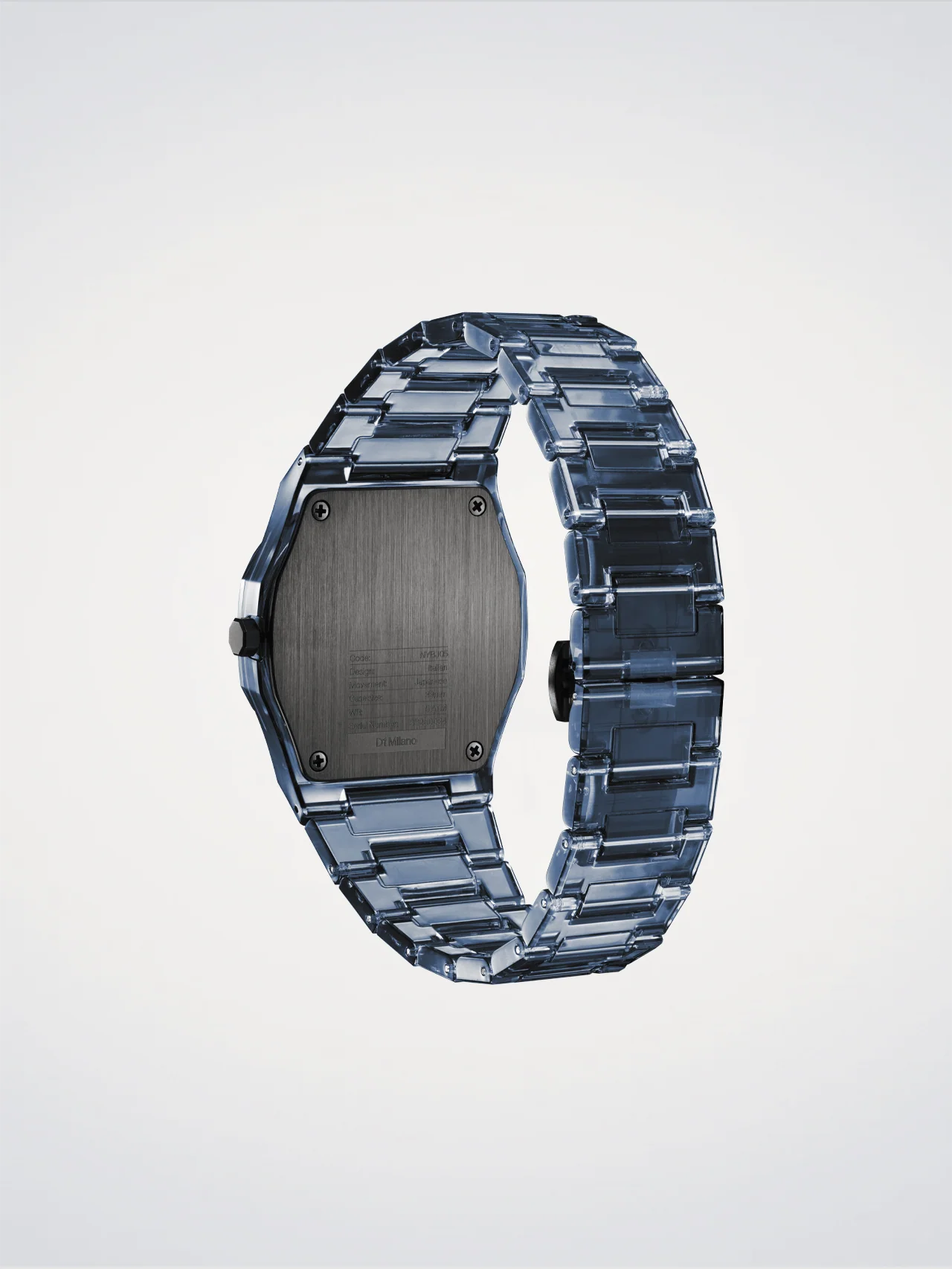 D1 Milano NYBJ05 Exp-Cobalt – Nylon 39 mm Transparent Blue Watch