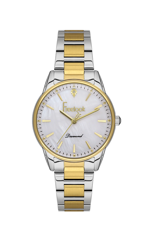Freelook FL.1.10396-3 Women’s Watch – Two-Tone Stainless Steel, Diamond Accent, White Dial
