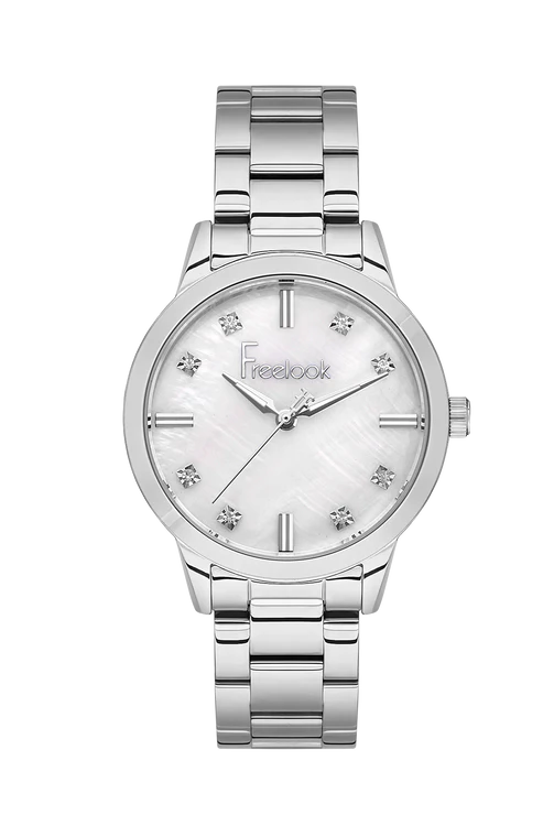 Freelook FL.1.10402-1 Women’s Watch – Silver Stainless Steel, Crystal Markers, White Dial