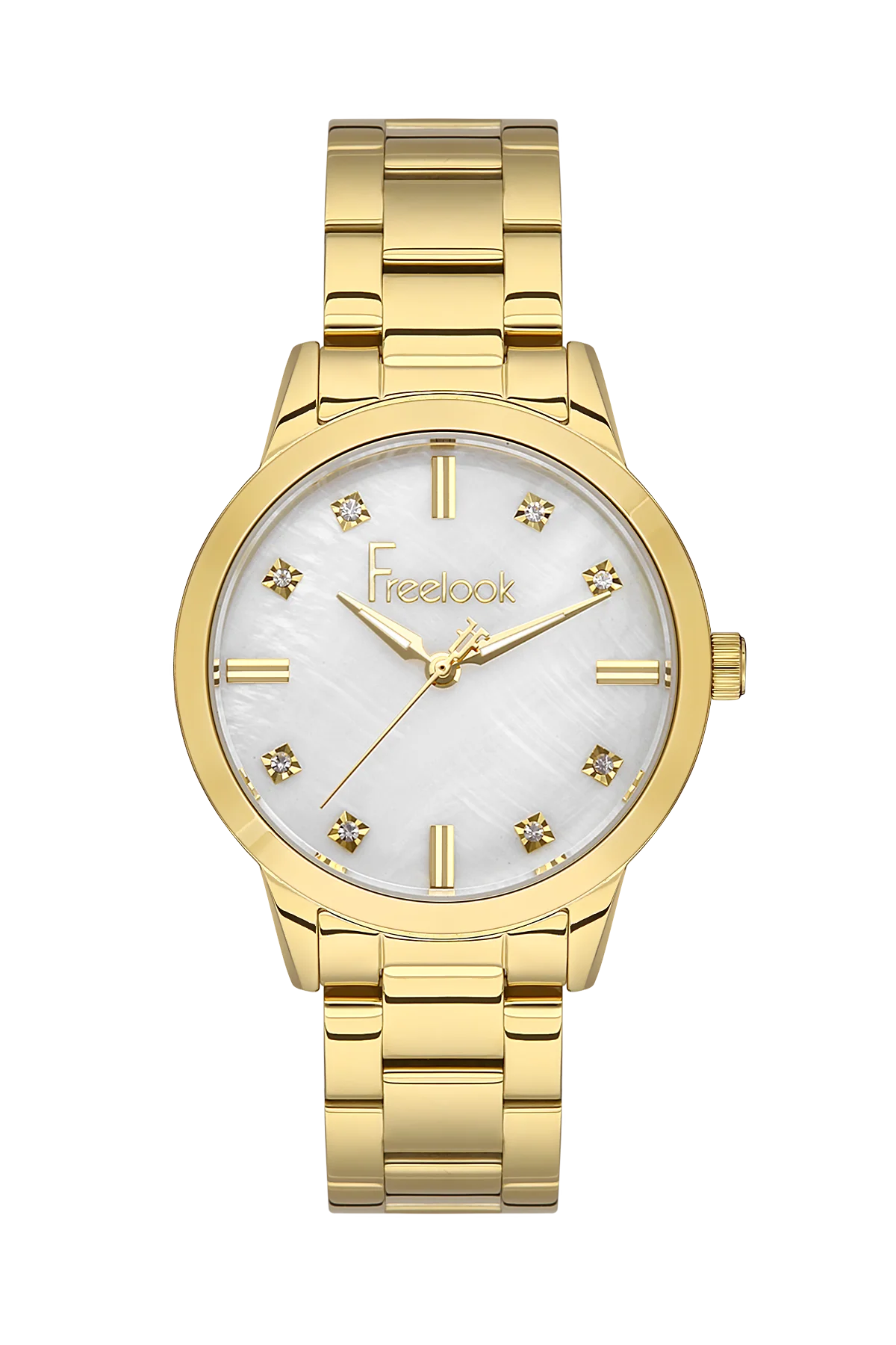 Freelook FL.1.10402-2 Women’s Watch – Gold Stainless Steel, Crystal Markers, White Dial