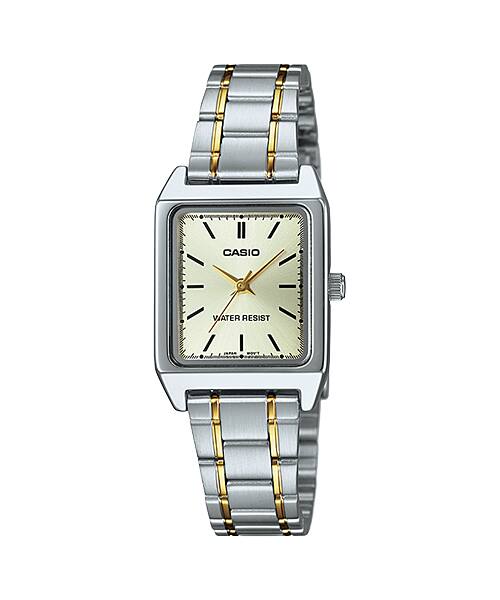Casio LTP-V007SG-9EUDF Women’s Watch – Two-Tone Square Case, Champagne Dial