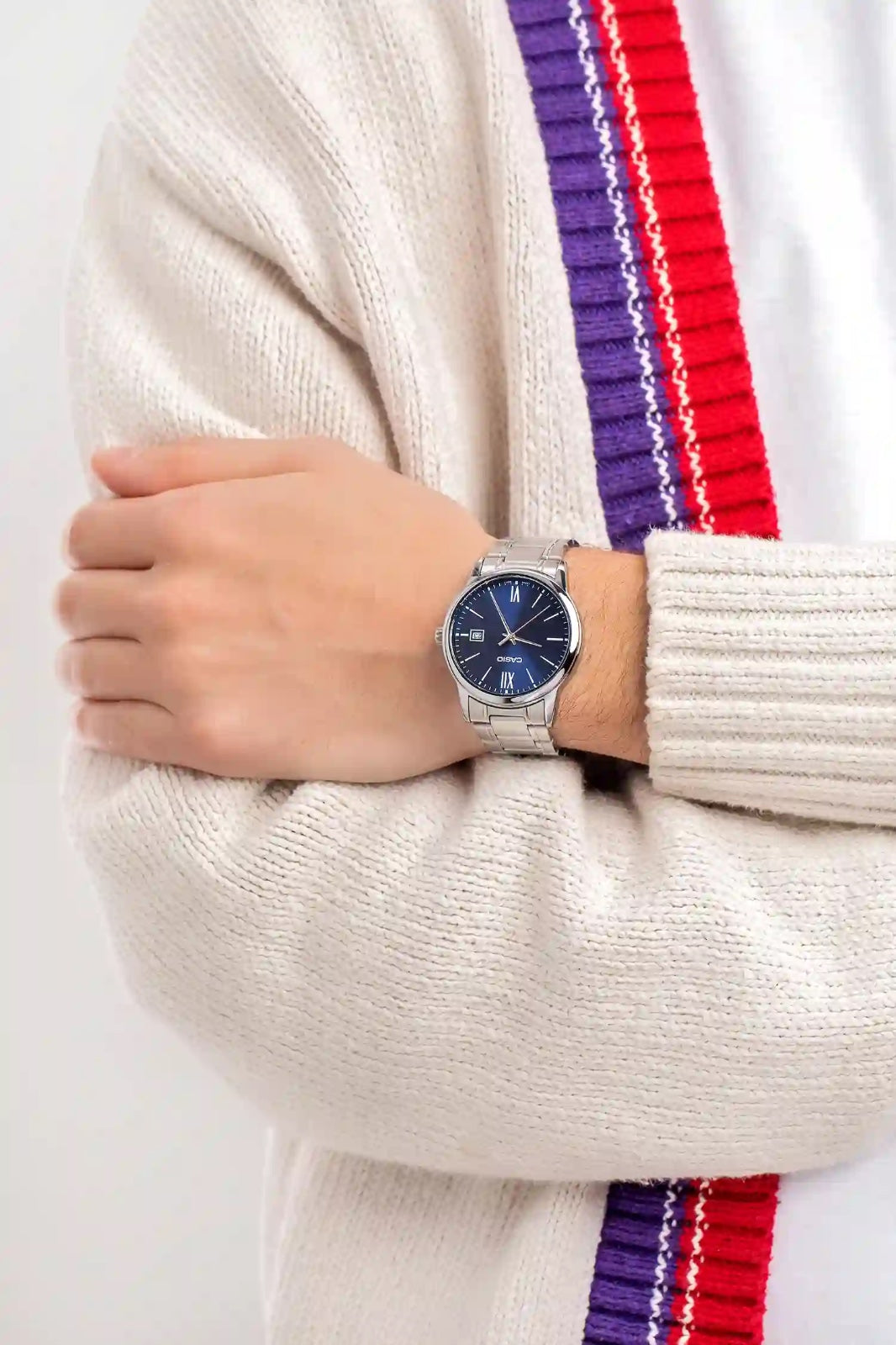 Casio MTP-V002D-2B3UDF Men’s Watch – Blue Dial, Stainless Steel Bracelet