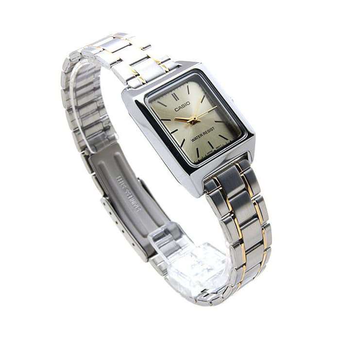 Casio LTP-V007SG-9EUDF Women’s Watch – Two-Tone Square Case, Champagne Dial