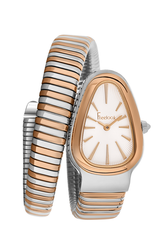 Freelook FL.1.10422-4 Women’s Watch – Two-Tone Stainless Steel, Serpent Design, White Dial