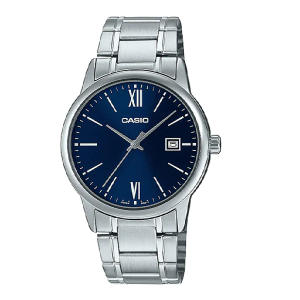 Casio MTP-V002D-2B3UDF Men’s Watch – Blue Dial, Stainless Steel Bracelet